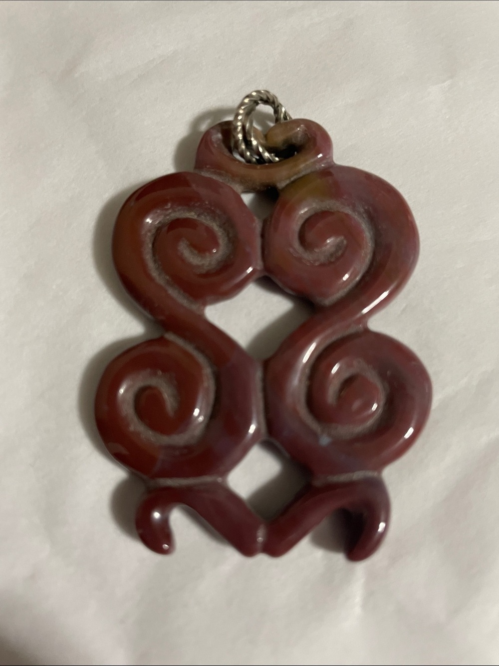 Māori Carved Red Jade Pendent